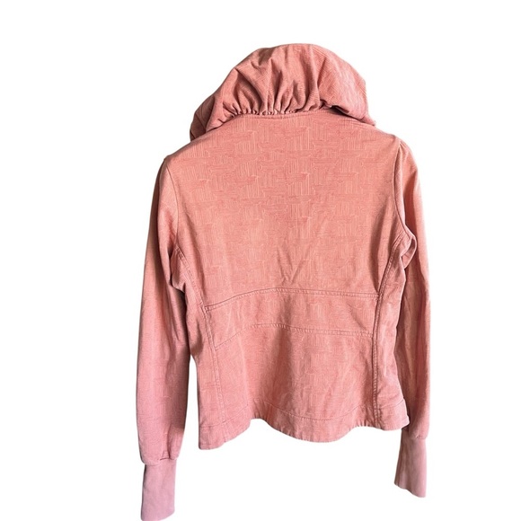 CMC Color Me Cotton Stylish Peach Jacket with Hood Crosshatch Design - Picture 7 of 13
